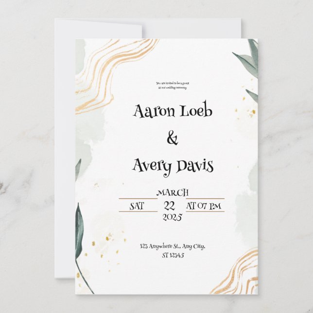White Grey Pastel Wedding Invitation (Front)
