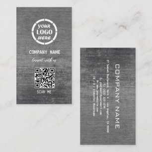 White Grey Professional Design Modern QR Code  Business Card
