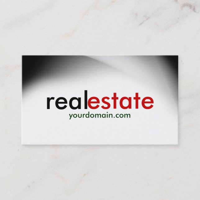 White Grey Red Real Estate Agent Business Card (Front)