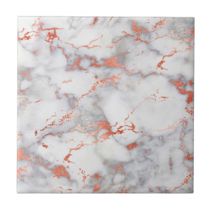White Grey Rose Gold Marble Trendy Decorative Tile