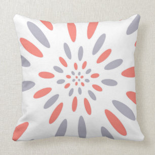 White, Grey & Salmon Colour Throw Pillow