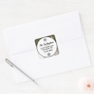White/Grey Snow-Covered Pine Trees Return Address Square Sticker