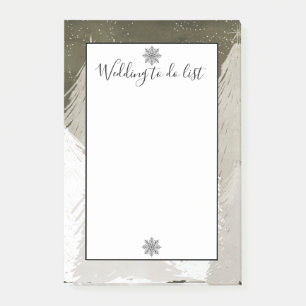 White & Grey Snow-Covered Pines Wedding To Do List Post-it Notes