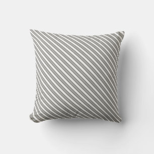 White & Grey Stripes w/Thin Black Lines Cushion