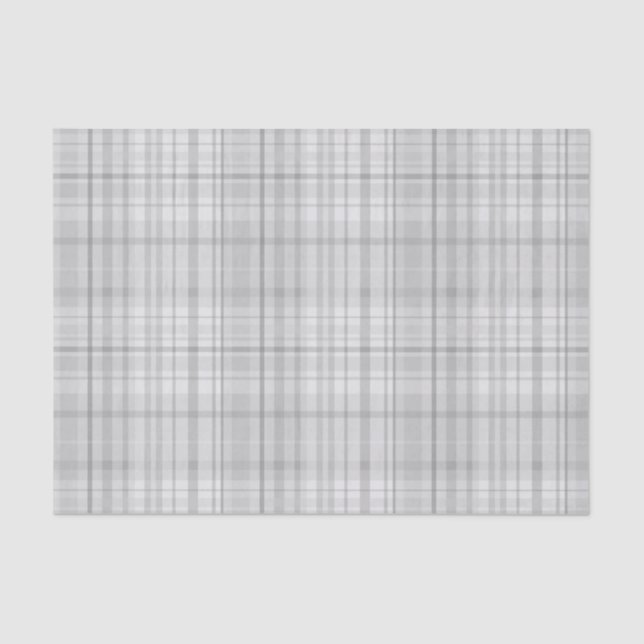 White & Grey Tartan Plaid Pattern Print Tissue Paper (Front)