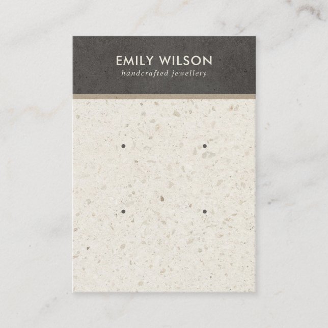 WHITE GREY TERRAZZO 2 STUD EARRING DISPLAY CARD (Front)