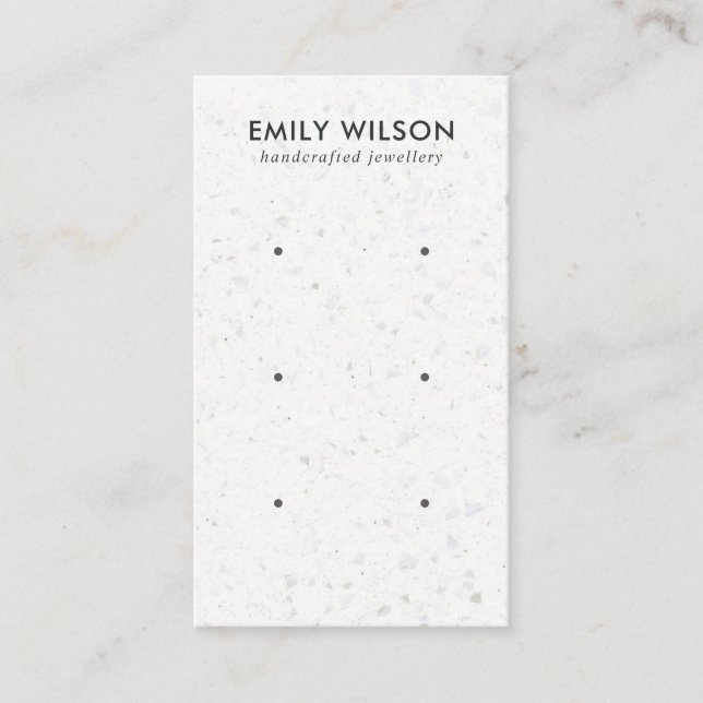 WHITE GREY TERRAZZO 3 STUD EARRING DISPLAY CARD (Front)
