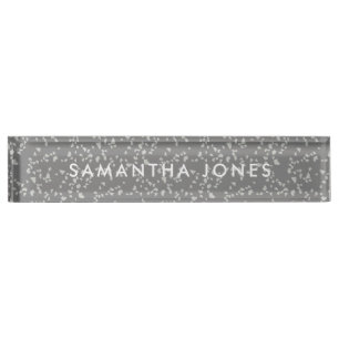 White Grey Terrazzo Classic Personalized Nameplate