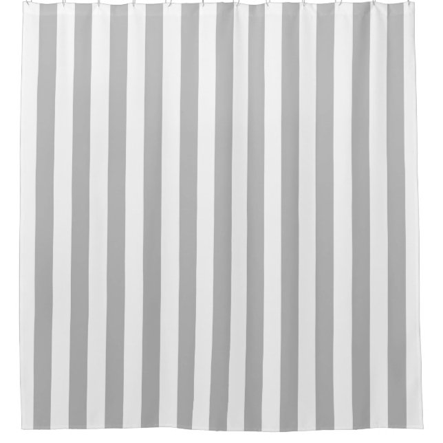 White Grey Vertical Stripe NL #0 Shower Curtain (Front)