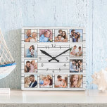 White Grey Wood Custom Photo Collage Elegant Square Wall Clock<br><div class="desc">Easily create your own personalised white wooden plank elegant style wall clock with your custom photos. For best results,  crop the images to square - with the focus point in the centre - before uploading.</div>