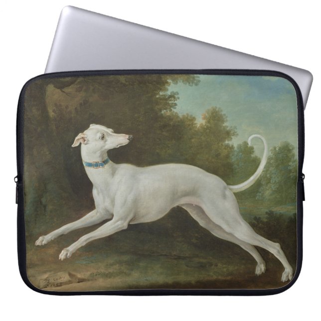 White Greyhound Dog (by Jean-Baptiste Oudry) Laptop Sleeve (Front)