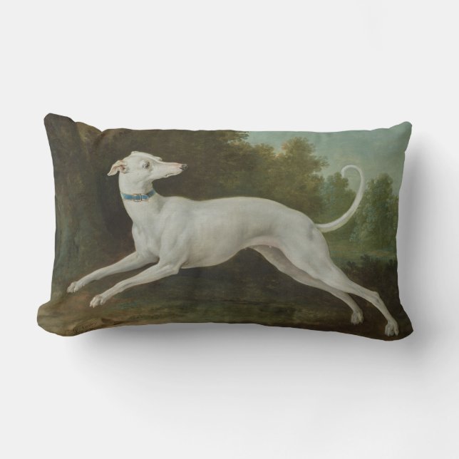 White Greyhound Dog (by Jean-Baptiste Oudry) Lumbar Cushion (Front)