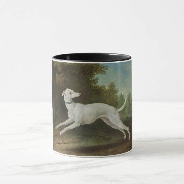 White Greyhound Dog (by Jean-Baptiste Oudry) Mug (Center)