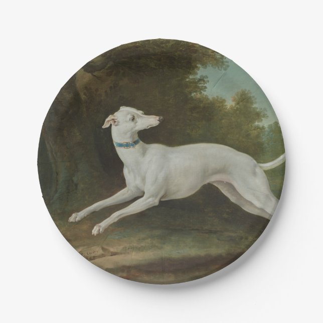 White Greyhound Dog (by Jean-Baptiste Oudry) Paper Plate (Front)