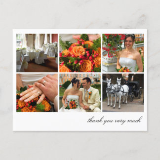 White grid collage 6 photos memories thank you postcard
