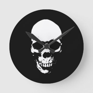 White Grim Reaper Skull Round Clock