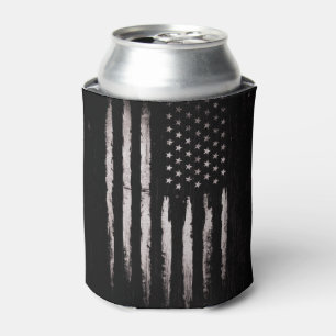White Grunge American flag Can Cooler