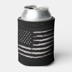 White Grunge American flag Can Cooler