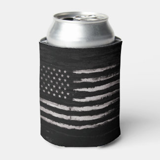 White Grunge American flag Can Cooler