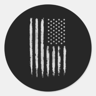 White Grunge American flag Classic Round Sticker