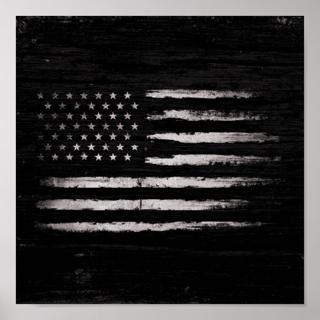 White Grunge American flag Poster (Front)