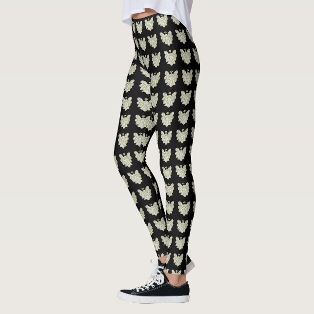 White Guardian Angel Art Custom Holiday Leggings (Left)