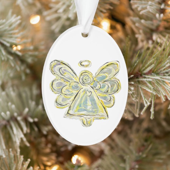 White Guardian Angel Art Holiday Pendant Ornament (Tree)