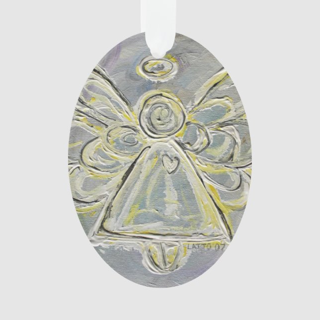 White Guardian Angel Gift Holiday Ornament (Front)