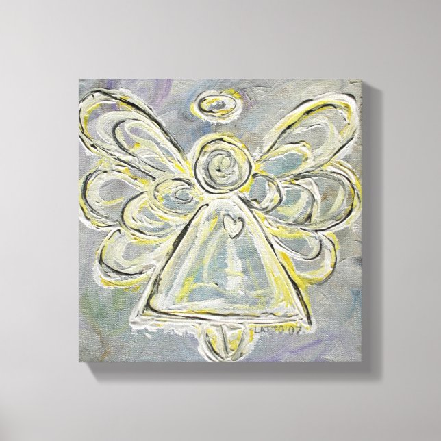 White Guardian Angel Wrapped Canvas Wall Art (Front)