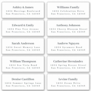 White Guest Address Labels ORDER 6" or 8" sheet!