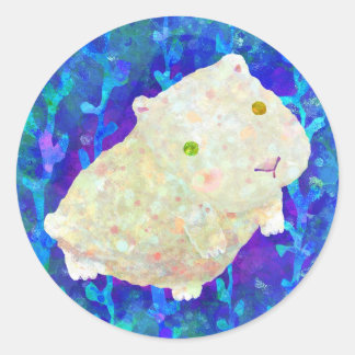 white guinea pig classic round sticker
