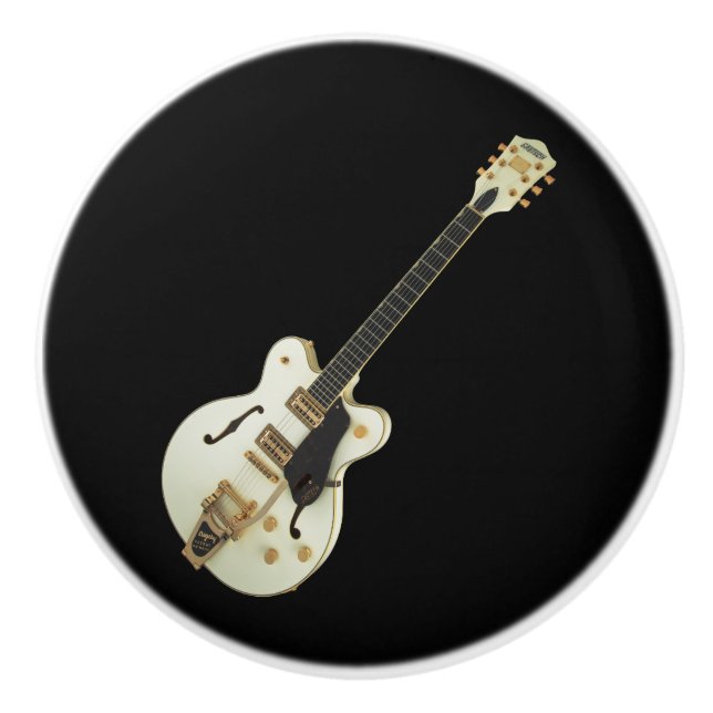 White Guitar Black Background Knob (Front)