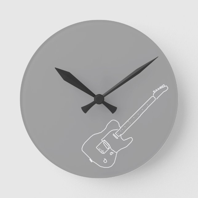 white guitar round clock (Front)