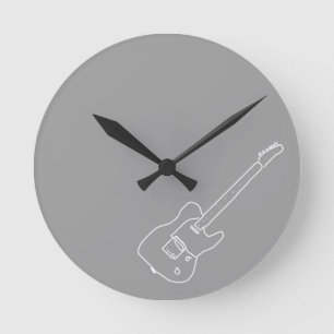 white guitar round clock