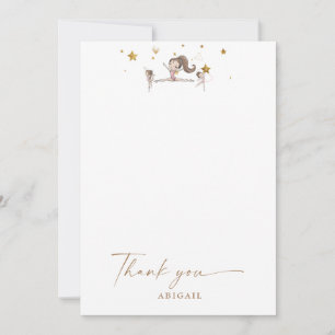 White Gymnastics Birthday Party Thank You Invitation