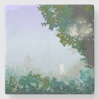 White Hair on a Misty Morning Stone Coaster