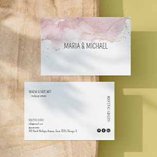 White Hair Salon Rose Gold Handwritten Business Card