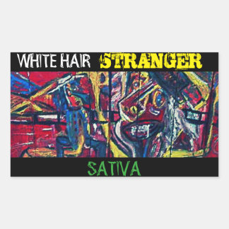 WHITE HAIR STRANGER SATIVA RECTANGULAR STICKER