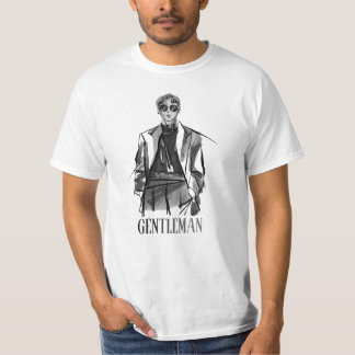 White Half Sleeve T-shirt with Brush Gentleman