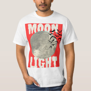 White Half sleeve T-shirt with Moon design
