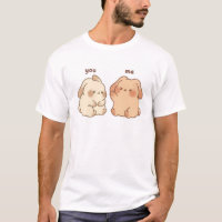 White Half Sleeves Cute Bunny T-Shirt design.