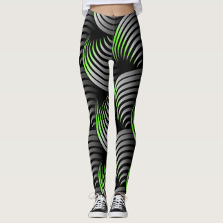 White Half Swirling on Black Background Leggings