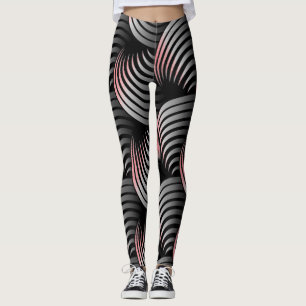 White Half Swirling on Black Background  Leggings