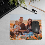 White Half Wreath Overlay Family Photo Mouse Mat<br><div class="desc">Photo mouse pad printed with your family photo. Add your family name in white letters above a hand-drawn illustration of a half wreath of leaves and berries. Great gift for a mum or a dad.</div>