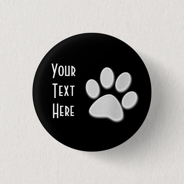 White Halftone Paw Print 3 Cm Round Badge (Front)