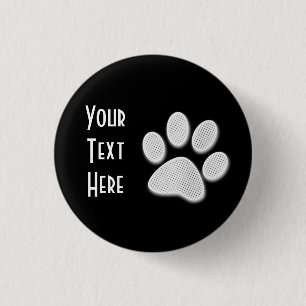 White Halftone Paw Print 3 Cm Round Badge