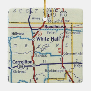 White Hall IL Vintage Map Ceramic Ornament