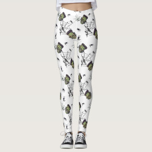 🤍 White Halloween Frankenstein Leggings 🎃👻