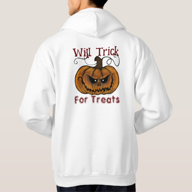 WHITE HALLOWEEN HOODIE WILL TRICK FOR TREATS (Back)