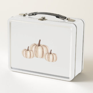 White Halloween Lunchbox with Pumpkin Design